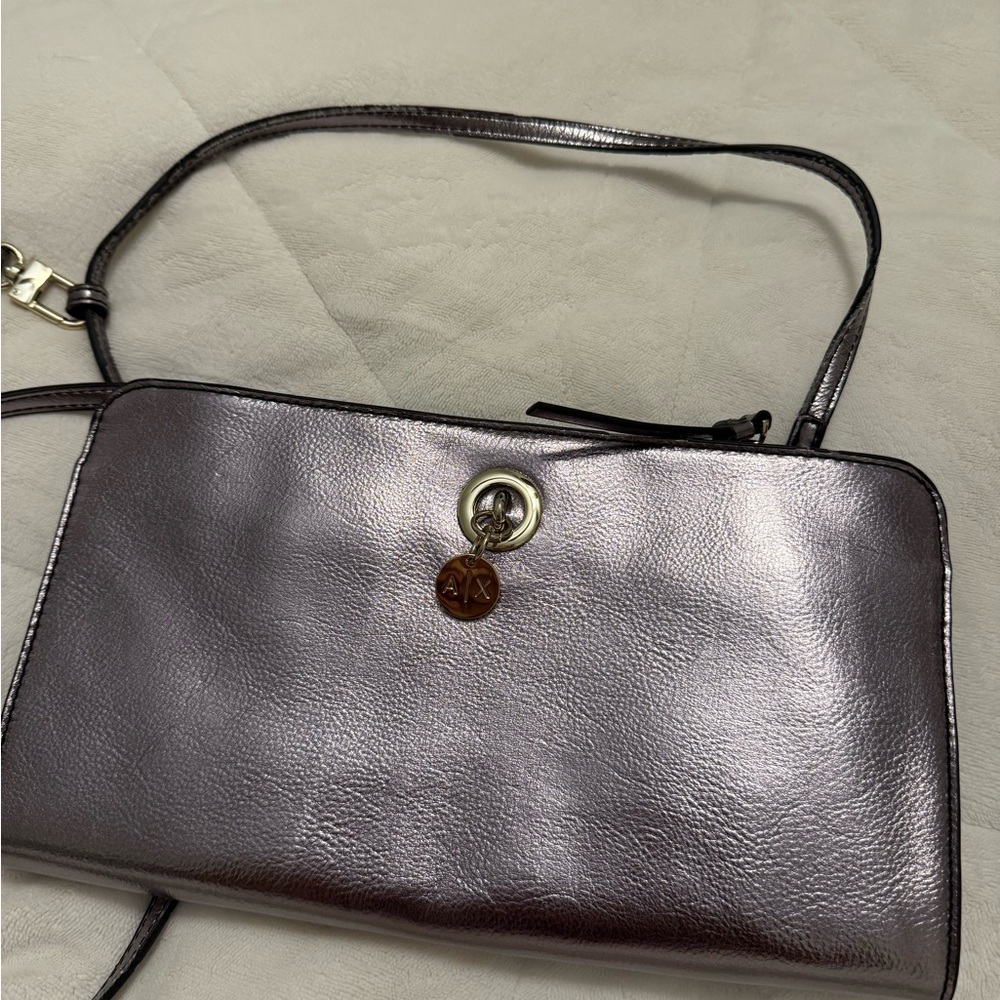 Armani Exchange Metallic Leather Crossbody Bag
